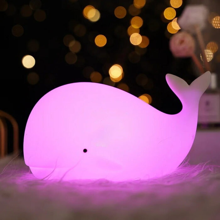 Silicone Whale Night Light for Kids | USB Rechargeable Bedroom Lamp - Image 3