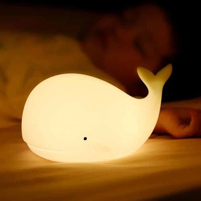 Silicone Whale Night Light for Kids | USB Rechargeable Bedroom Lamp