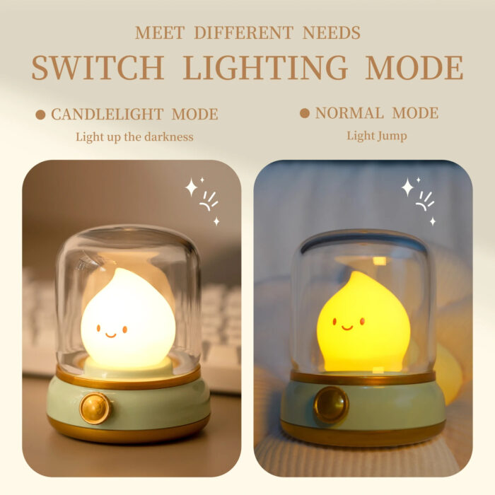 Vintage LED Candlelight Night Lamp | USB Rechargeable Table Lamp for Home Decor - Image 8