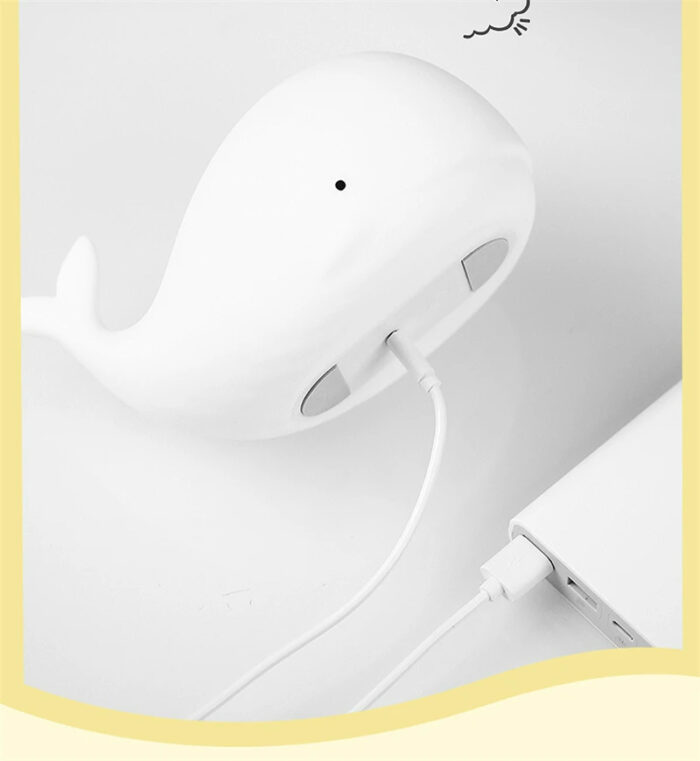 Silicone Whale Night Light for Kids | USB Rechargeable Bedroom Lamp - Image 2