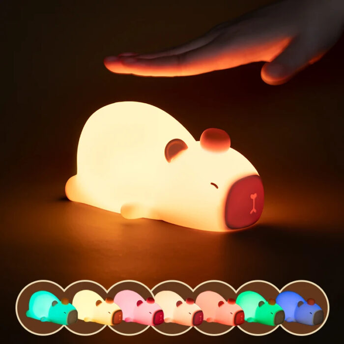 Capybara Silicone Night Light for Kids | USB Rechargeable LED Lamp