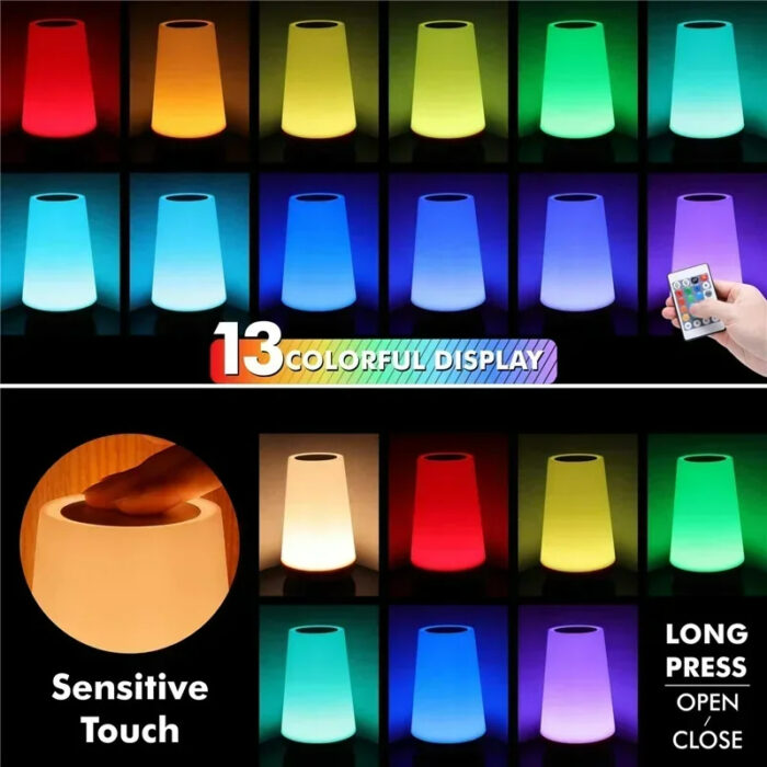 13 Color-Changing Night Lamp | Touch Dimmable USB Bedside Lamp - Image 2